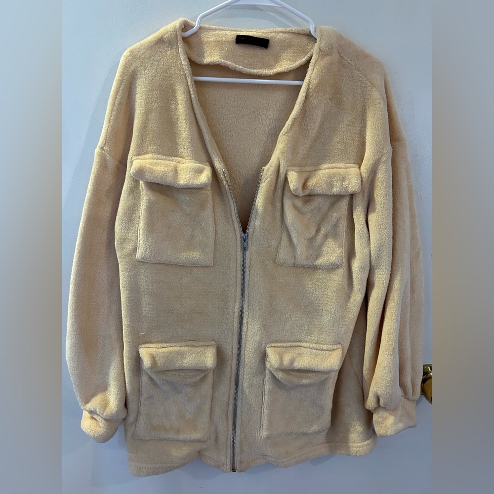 Cozy Tan Zip-Up Fleece Jacket